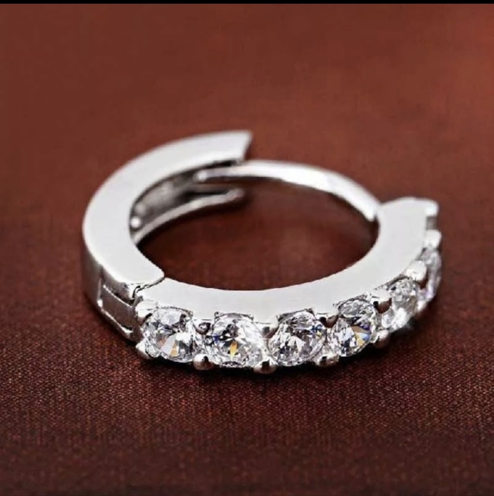 Tiny Huggie Rhinestone Earrings - Picture 4 of 6